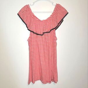 Crown & Ivy Coral Striped Off Shoulder Top XL